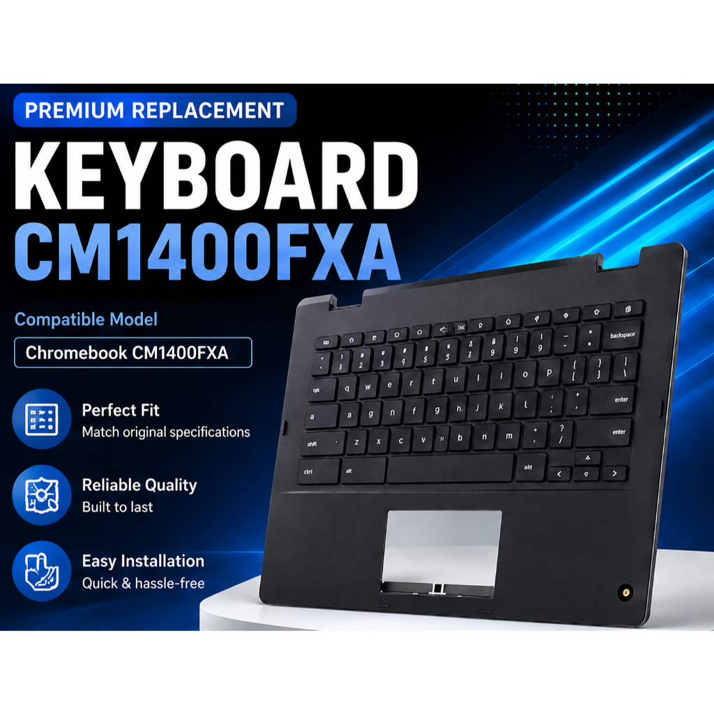 ASUS Chromebook CM1400FXA คีย์บอร์ดทดแทน CM1400F US Layout แป้นพิมพ์แล็ปท็อปสีดํา