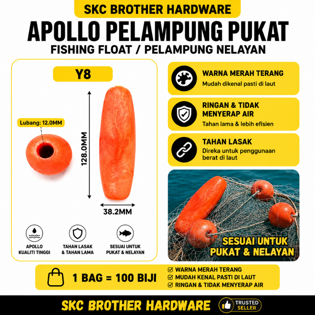 Apollo Fish Trawl Float (LH) Y2 Y3 Y8 Fishing Float / Sea Float / Fishermans
