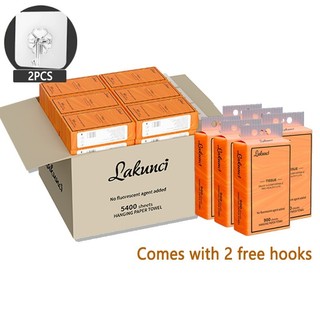 [CARTON]LAKUNCI【6 Packs Gift 2 Hooks】 4-Ply Disposable Napkins Wall-Mounted Deluxe Soft Facial Tissue Tuala Kertas
