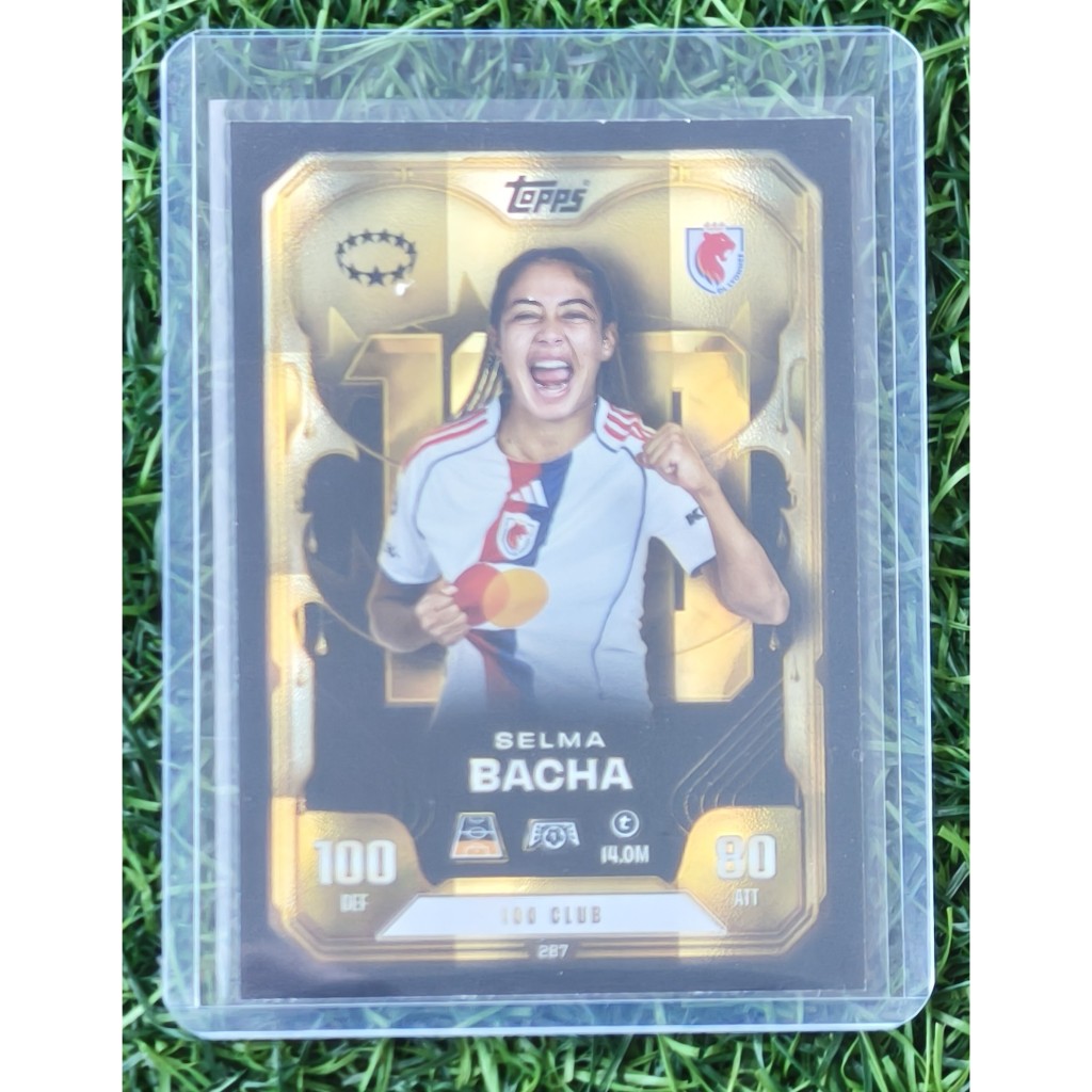 PANINI TOPPS FOOTBALL SPECIAL 100 CLUB SELMA BACHA LYON WOMEN TEAM LIMITED EDITION + TOPLOADER