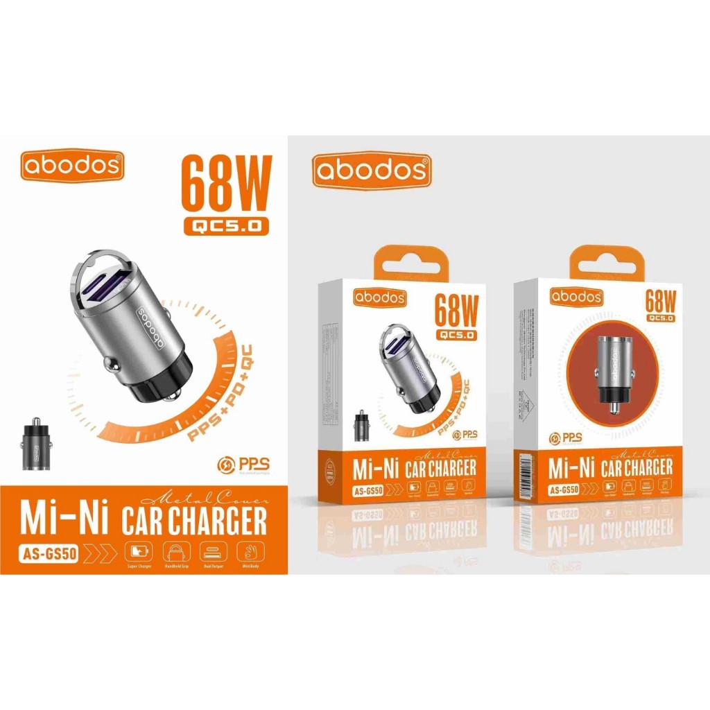 ABODOS AS-GS50 68W+QC5.0 Mini Car Charger AS-GS51 68W+QC5.0 Super Car Charger AS-GS52 85W+QC5.0 A+A+