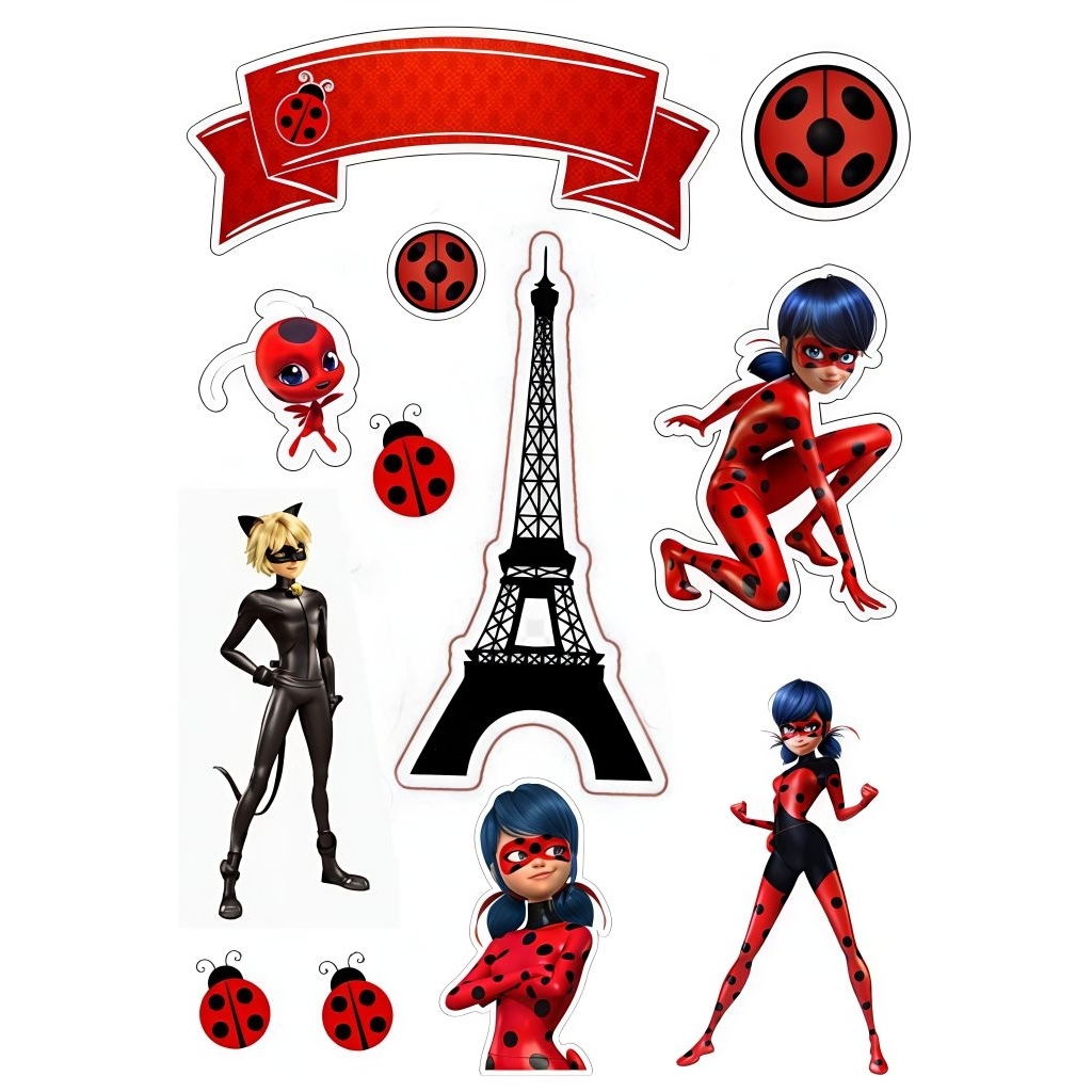 MIRACULOUS LADYBUG เค้ก TOPPER (CUSTOM NAME)