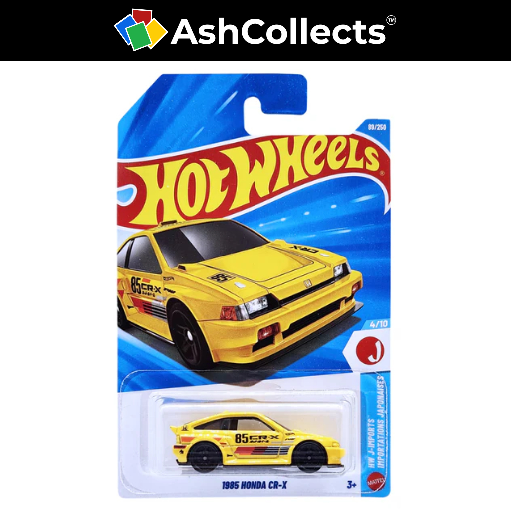 Hotwheels HW J-นําเข้า - 1985 Honda CRX - 89/250 - รถ JDM สีเหลือง Diecast 1:64 Scale -Collection As