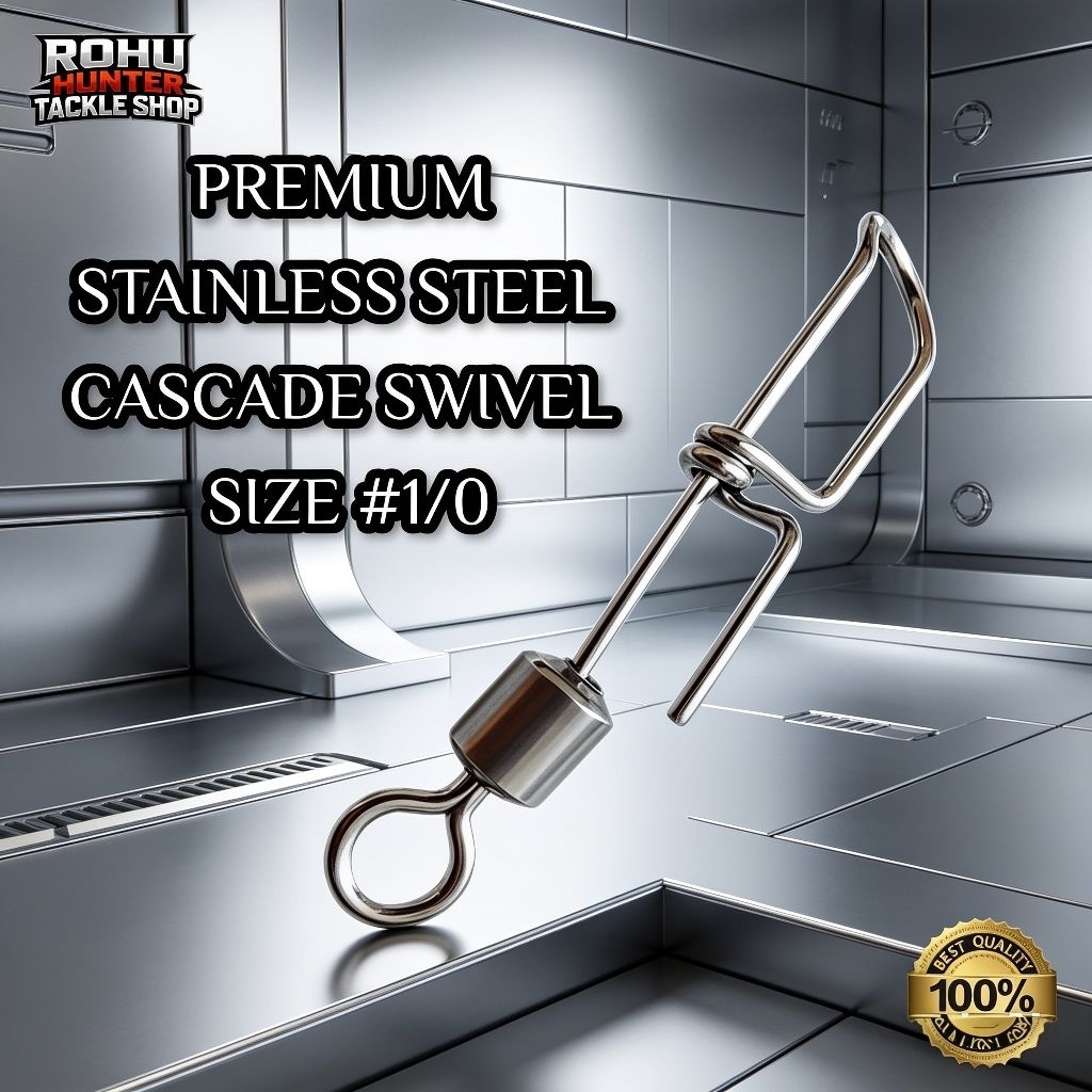M1410/50pcs Premium Cascade Swivel Stainless Steel ขนาด 1/0 peramut bottom dropper rig