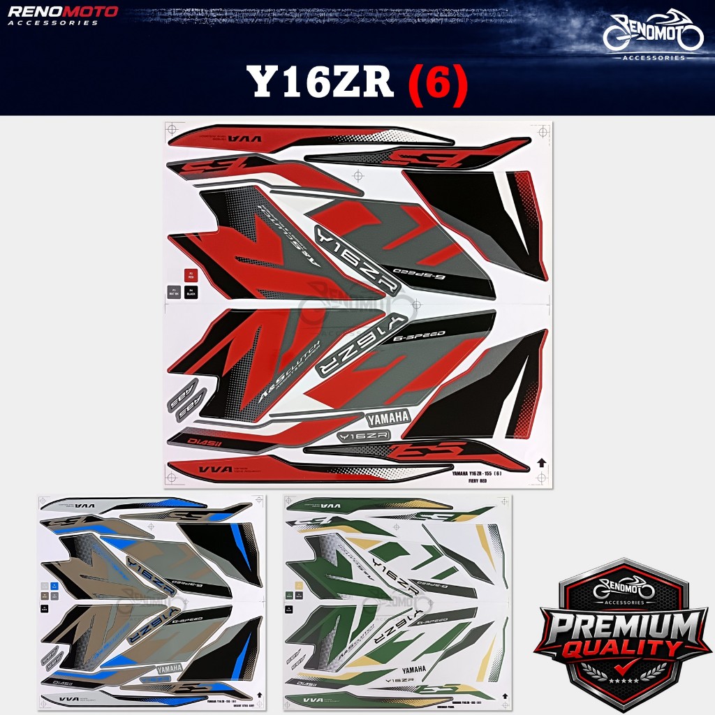 Yamaha Y16ZR (6) 155 / Y16 2025 ชุดสติ๊กเกอร์ Body Stripe รุ่นใหม่ Premium