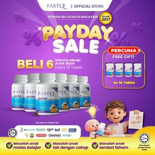 FASTQ Supplement Minda Anak Bijak (32 tablet x 6 botol) Perisa Coklat Sedap, Original HQ