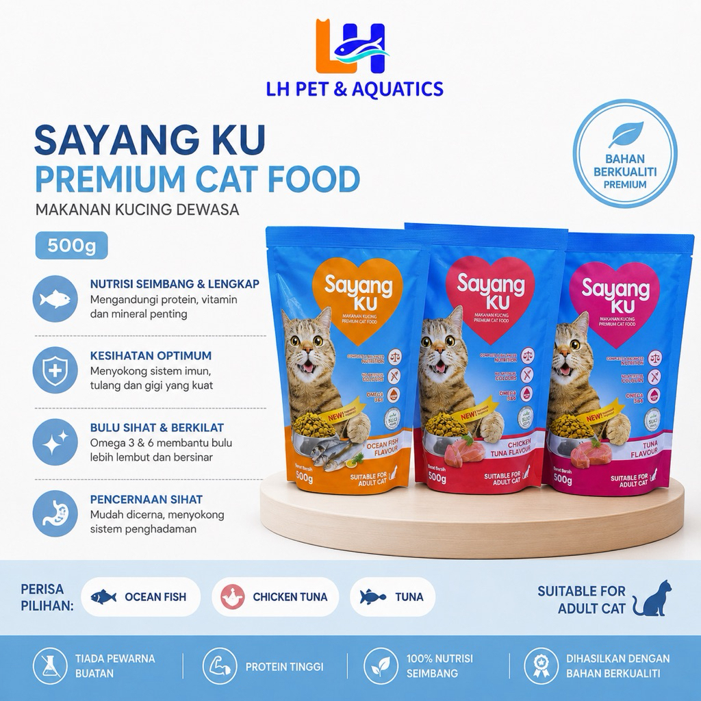 Sayang Ku Premium Cat Food 500g อาหารแมวโต