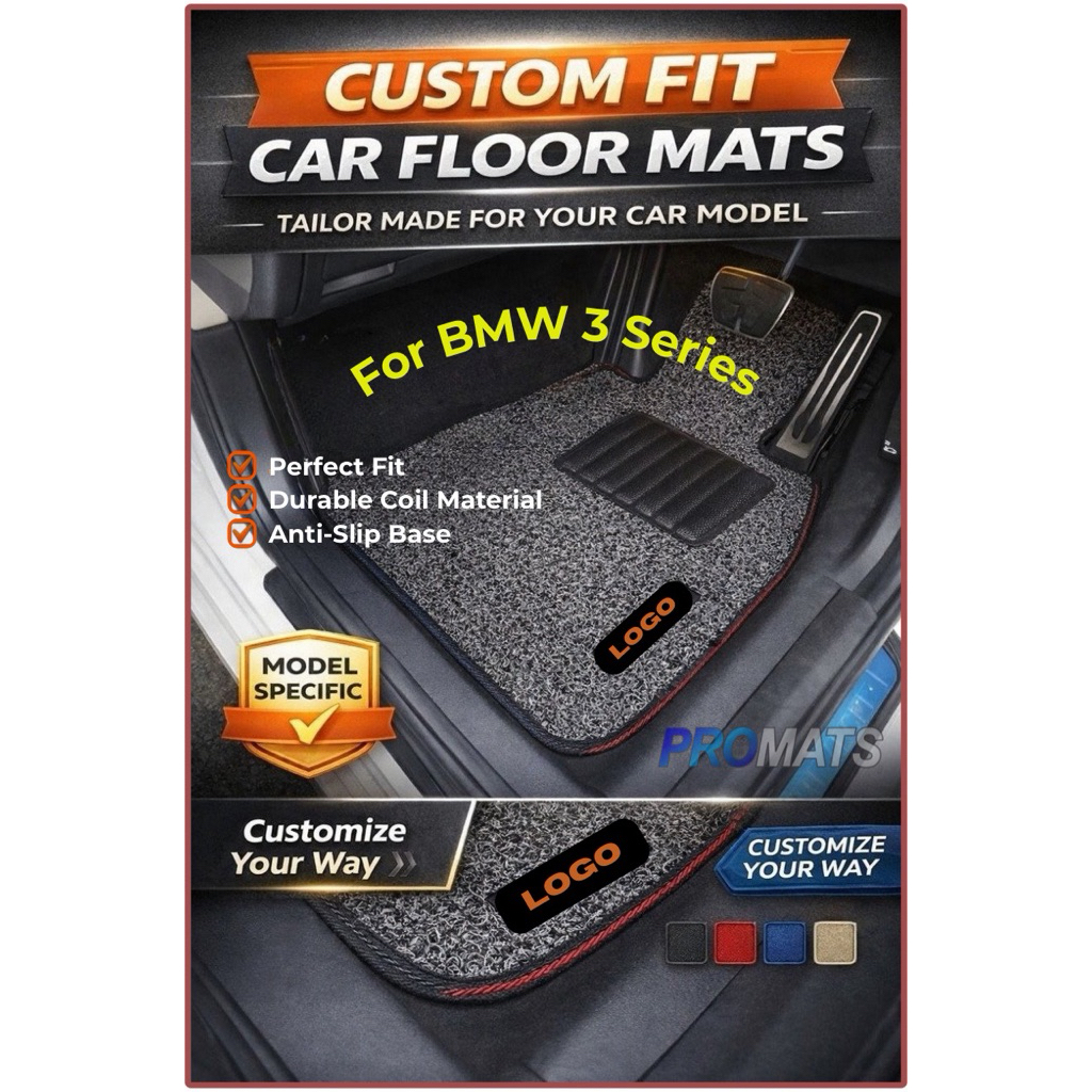BMW 3 Series E36 E46 E90 F30 G20 Custom Fit Coil พรมปูพื้นรถยนต์ Anti Slip พรมพรีเมี่ยม