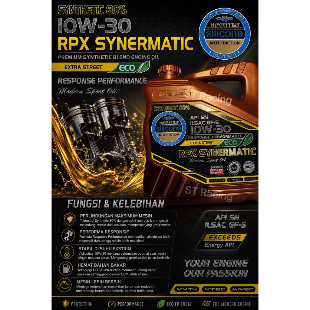 HIFORMLUB SYNERMATIC ECO 10W-30/10W-40 SYNTHETIC 80% ENGINE OIL - 4L
