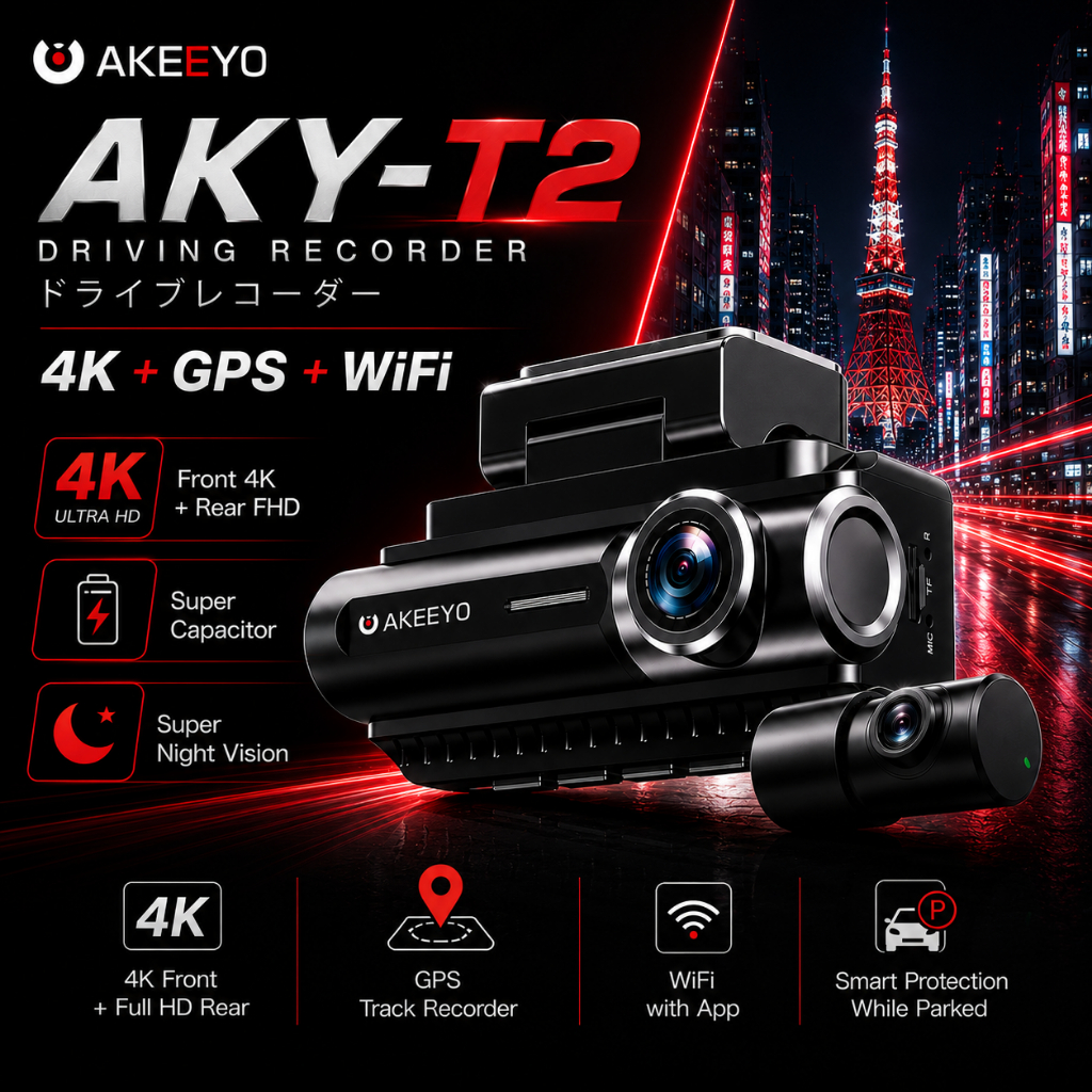 AKEYO AKY-T2 4K Dual Channel Car Dashcam