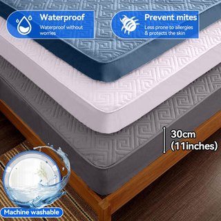 Waterproof Fitted Sheet Queen Mattress Protector Bed Sheet Queen/King/Sing Size Fitted Non-Slip Bedsheet Ready Stock