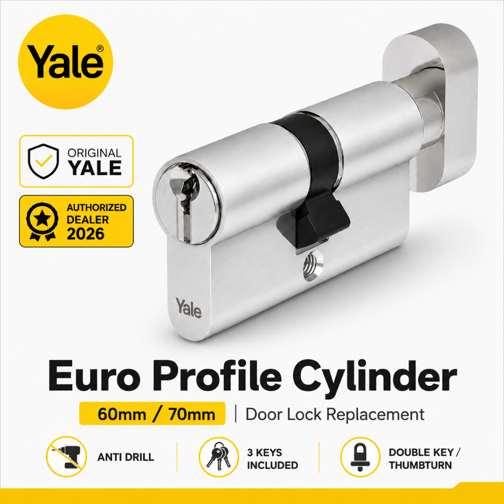 Yale Euro Profile กระบอกล็อค 60 มม. / 70 มม. ประตูล็อคเปลี่ยนกระบอกพร้อมปุ่ม