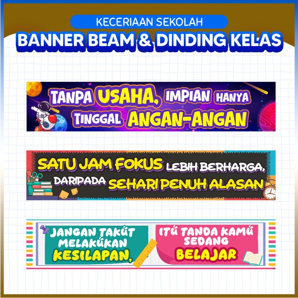CLASS & SCHOOL WALL DECORTATIONS BANNER / BEAM BANNER / BEAM DECORATIVE BANNER / WORDS HIKMAH DESIGN