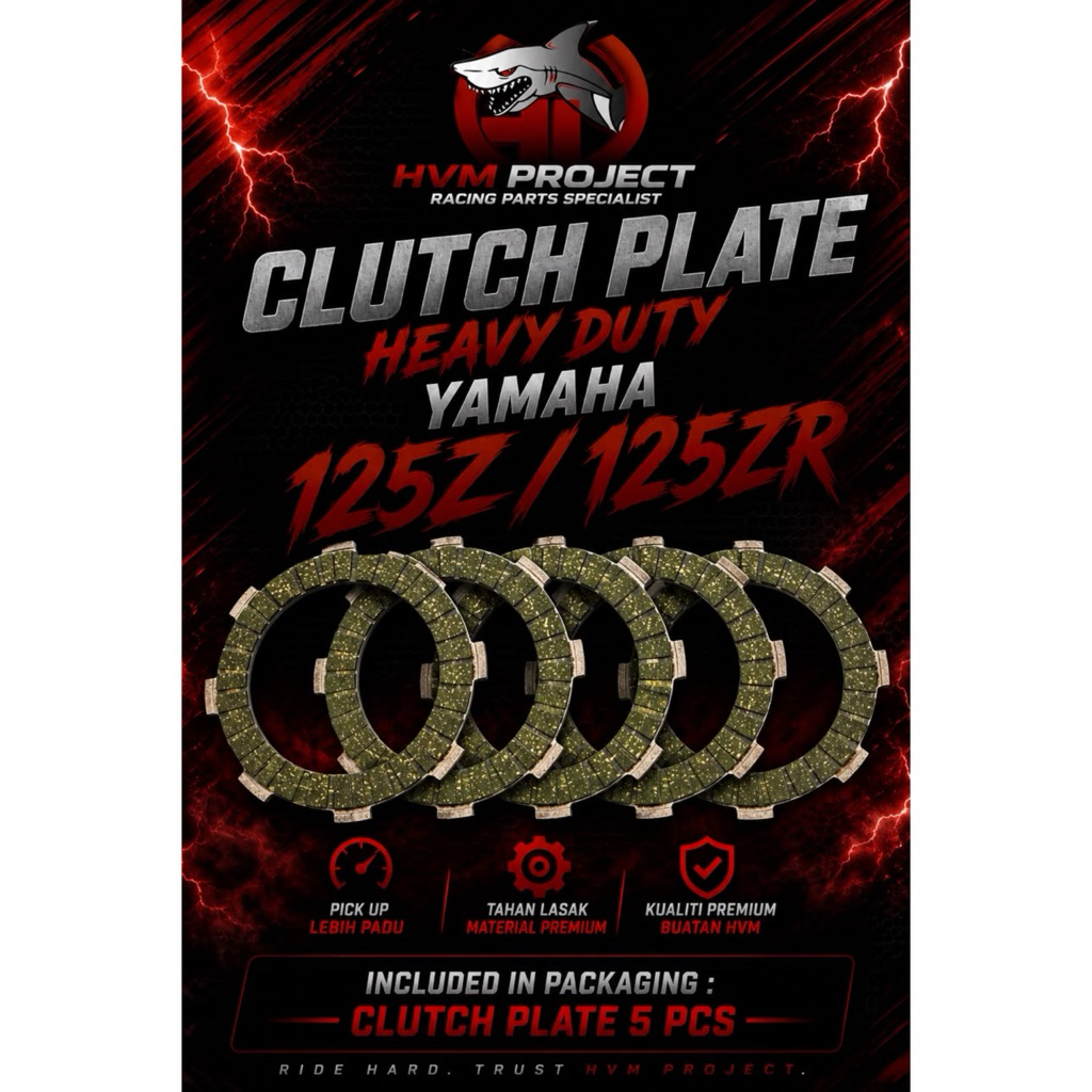 HVM PROJECT CLUTCH PLATE HEAVY DUTY Y125Z (5 KEPING)