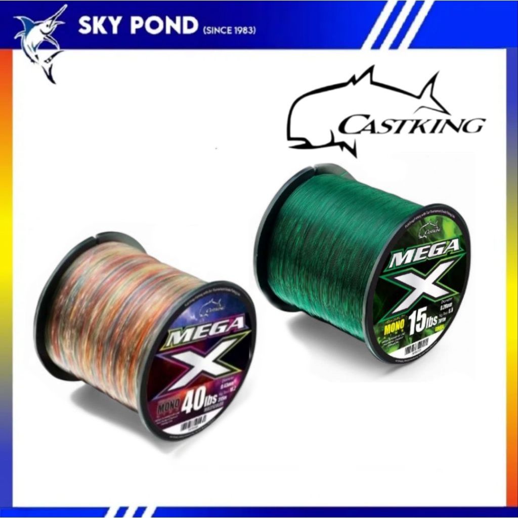 สายตกปลา Castking Mega X Monofilament (20lbs/30lbs/40lbs/50lbs/60lbs) (สีเขียว/หลากสี)