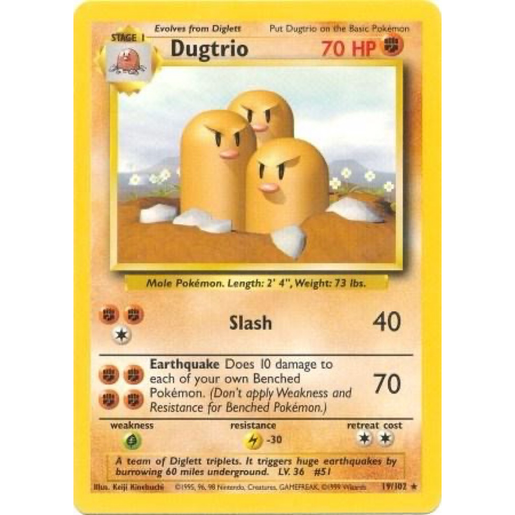 ชุดฐาน Dugtrio Unlimited 19/102 MODERATELY PLAYED