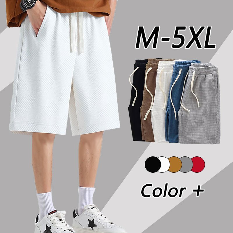 RUSH Lightweight Waffle Mens กางเกงขาสั้นฤดูร้อน, Baggy ขนาดใหญ่กางเกงกีฬาลําลอง, ขยายขนาด M-5XL เหม