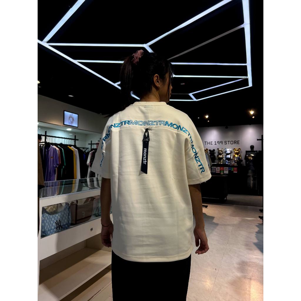 MONZTR ESSENTIAL STRAP TEE CREAM/BLUE