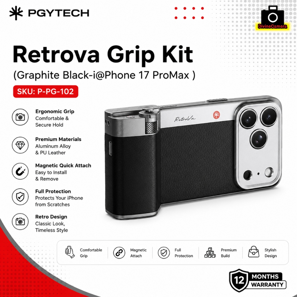 PGYTECH RetroVa Grip Kit สําหรับ i@Phone 17 Pro /17 Pro Max