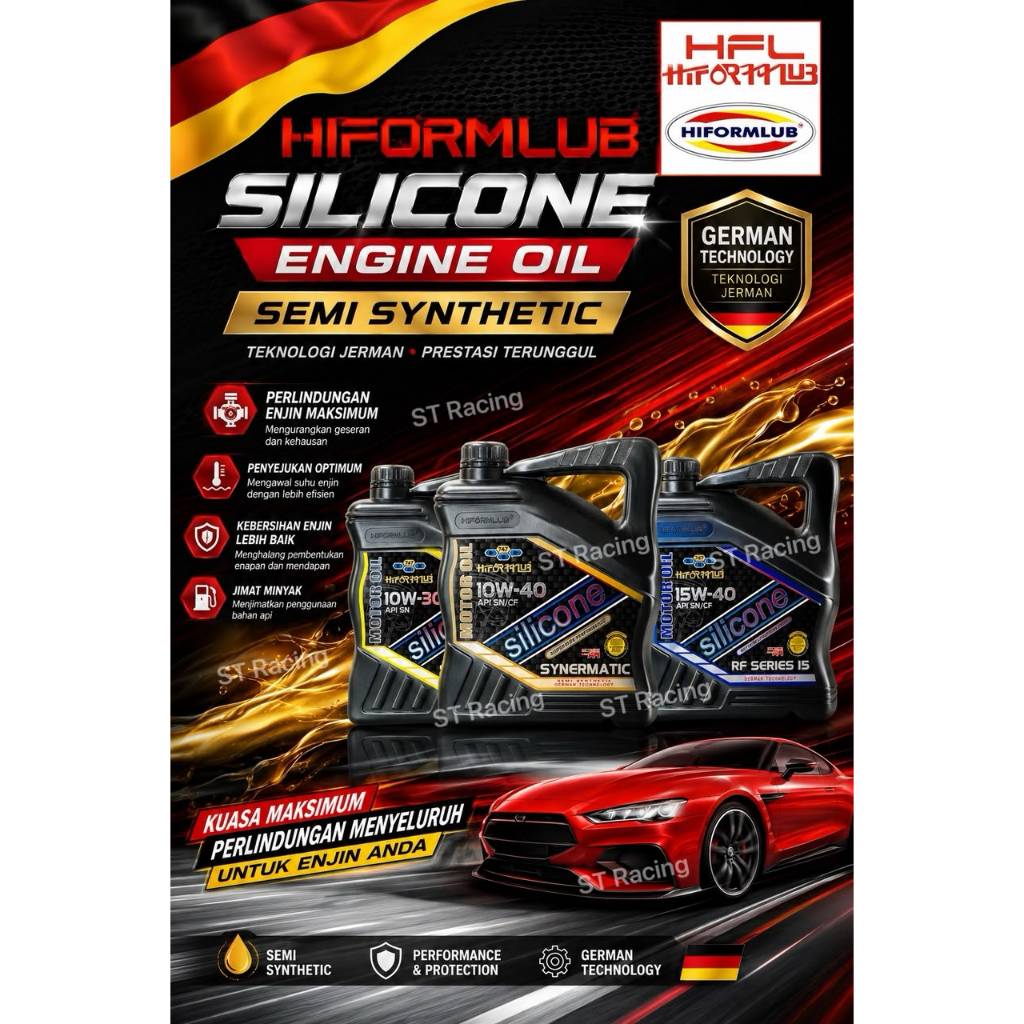 HIFORMLUB SILICONE SYNERMATIC SN/CF 10W30 / 10W40 / 15W40 SEMI SYNTHETIC ENGINE OIL (4L)