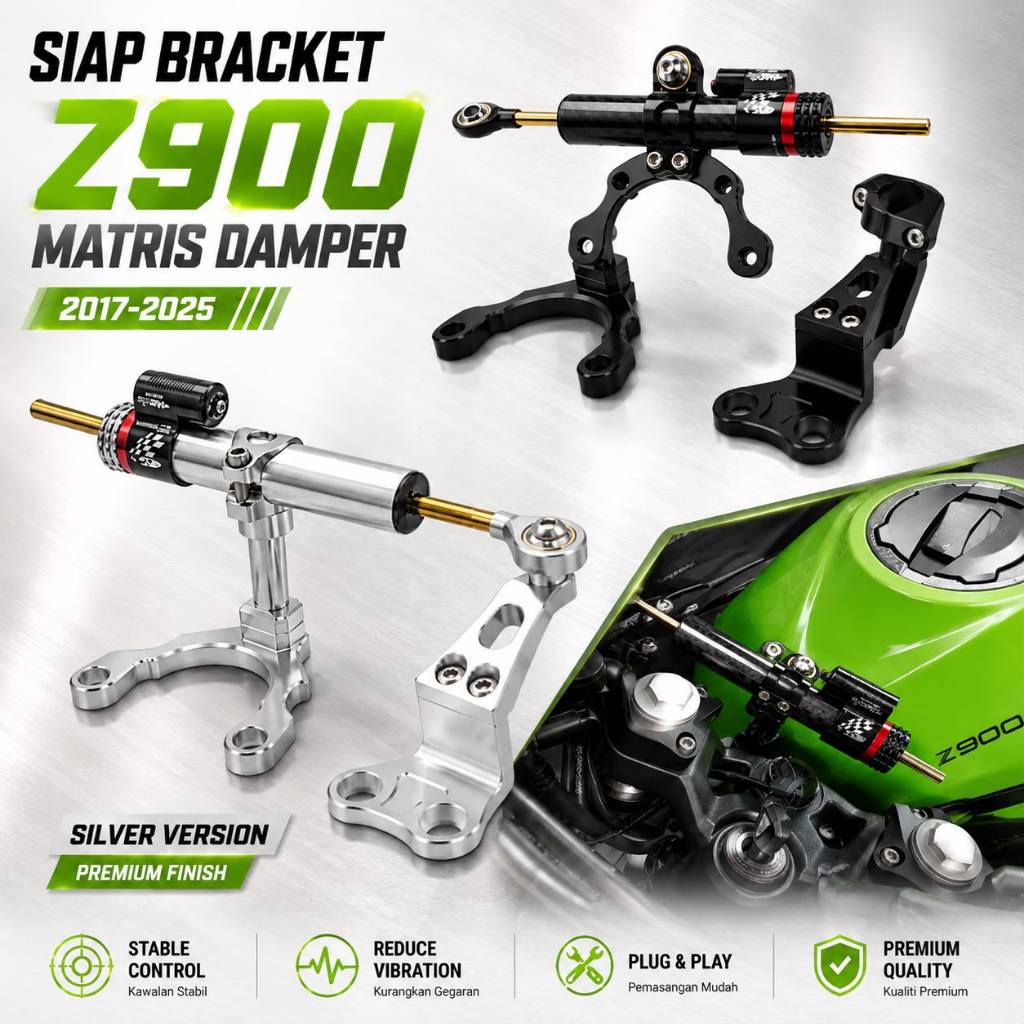 Z900 V1 V2 V3 Matris พวงมาลัยแดมเปอร์แดมเปอร์วงเล็บ siap Sidia ชุด PNP Kawasaki Z 900