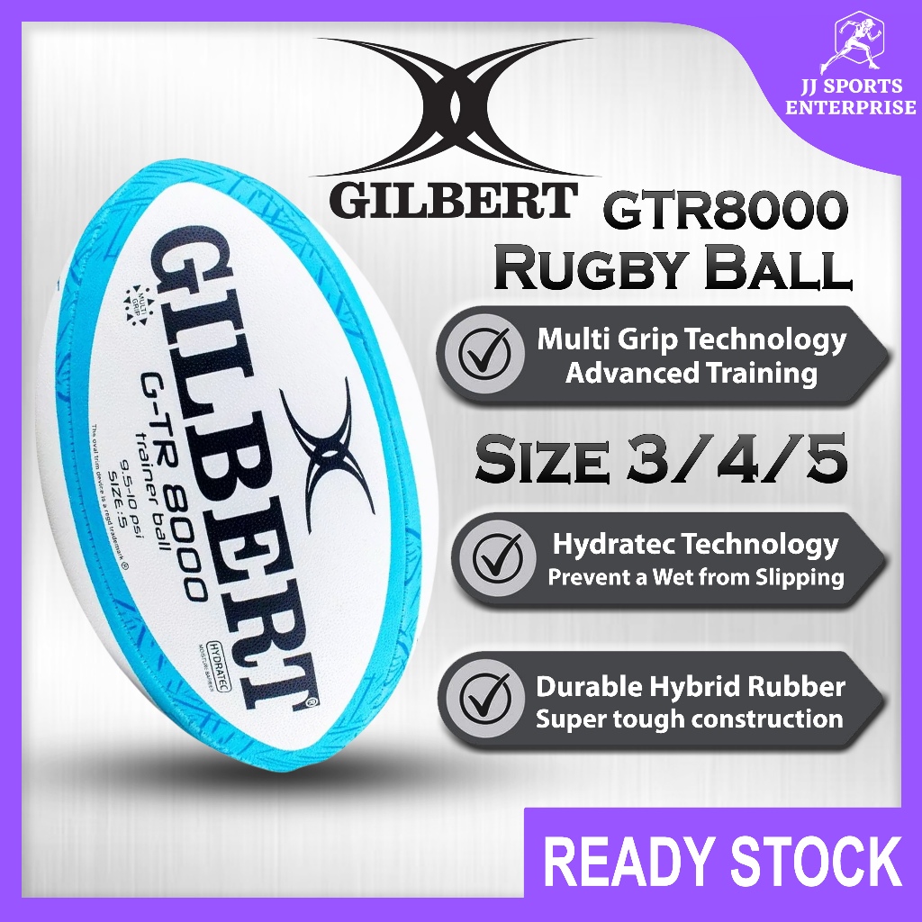 Gilbert Rugby Ball GTR 8000 Gilbert GTR-8000 Rugby Ball Bola Ragbi Latihan GTR8000 Sky