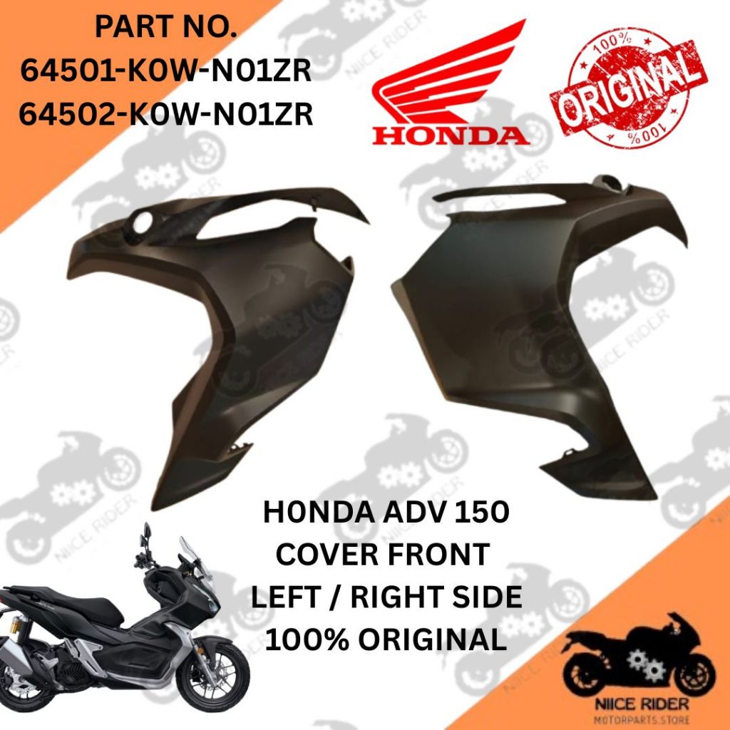 Honda ADV 150 ด้านหน้าซ้ายขวาฝาครอบสีดําด้าน kiri kanan ด้านข้าง 64502 64501-K0W-N01ZR