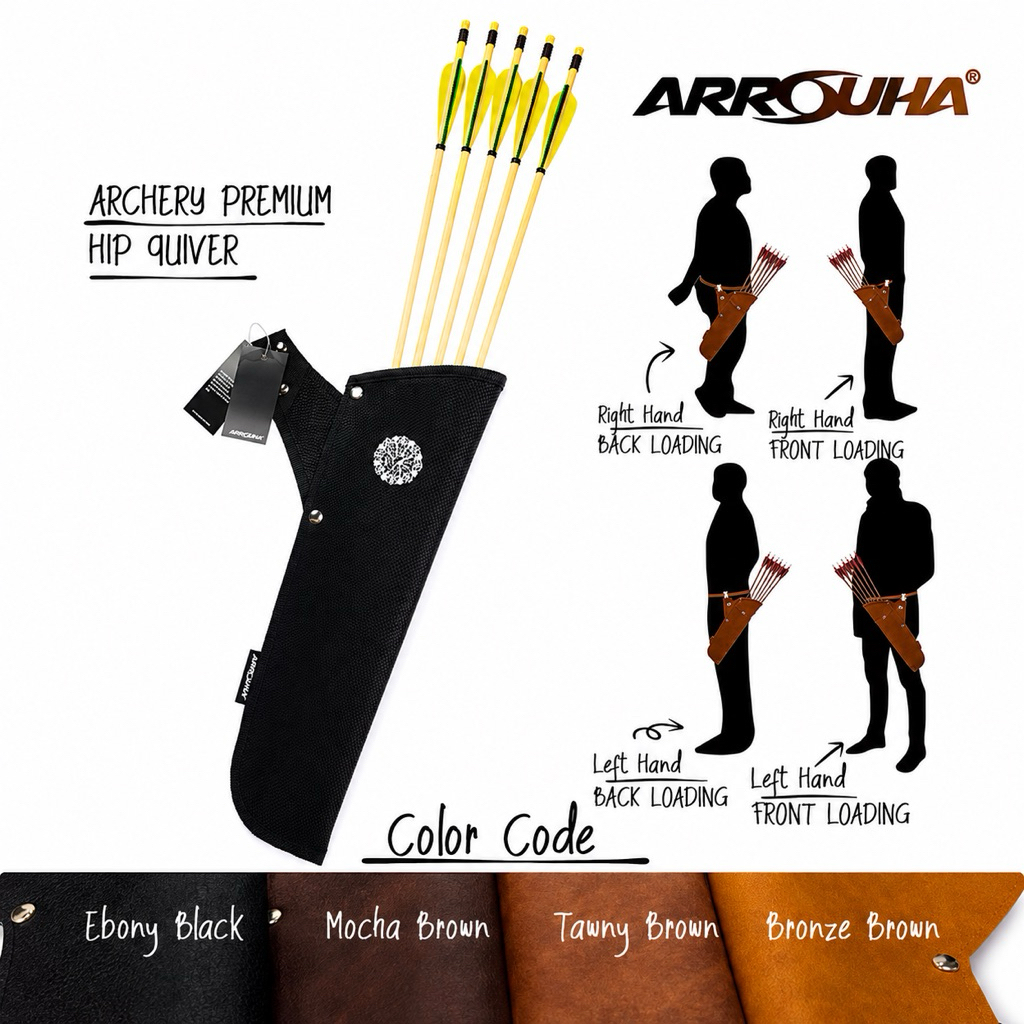 ยิงธนู Premium Hip Quiver สําหรับลูกศร - สีน้ําตาล โดย Arrouha