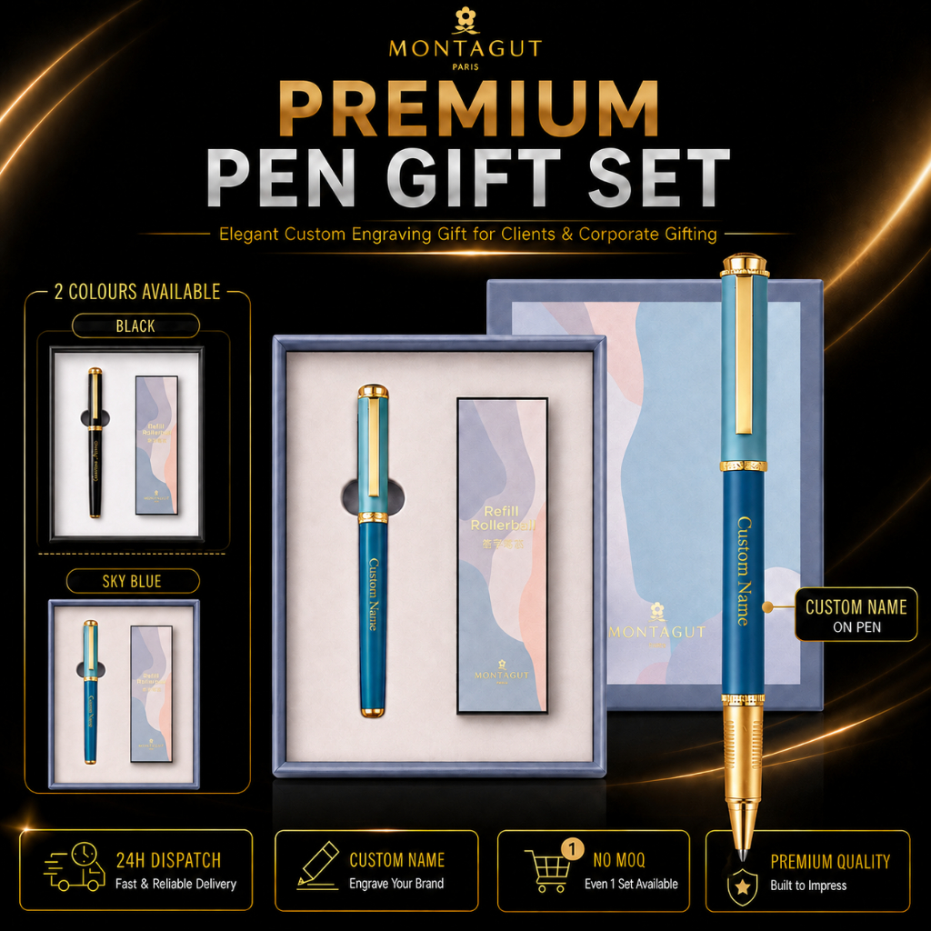 Montagut ชุดปากกา Rollerball พรีเมี่ยมที่กําหนดเองชื่อแกะสลัก Corporate Executive No MOQ Hadiah Mewa