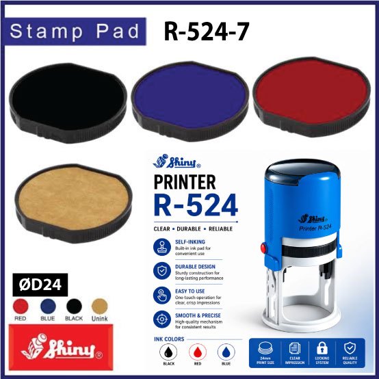 แผ่นหมึกทดแทน Shiny R-524-7 สําหรับแสตมป์กลมเงา R-524 R524D
