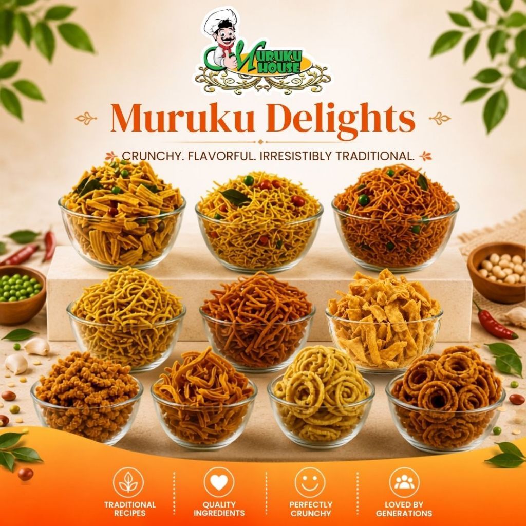 Fresh Made Crunchy Indian Tradisional Snack Food Muruku Package 500g / 1kg
