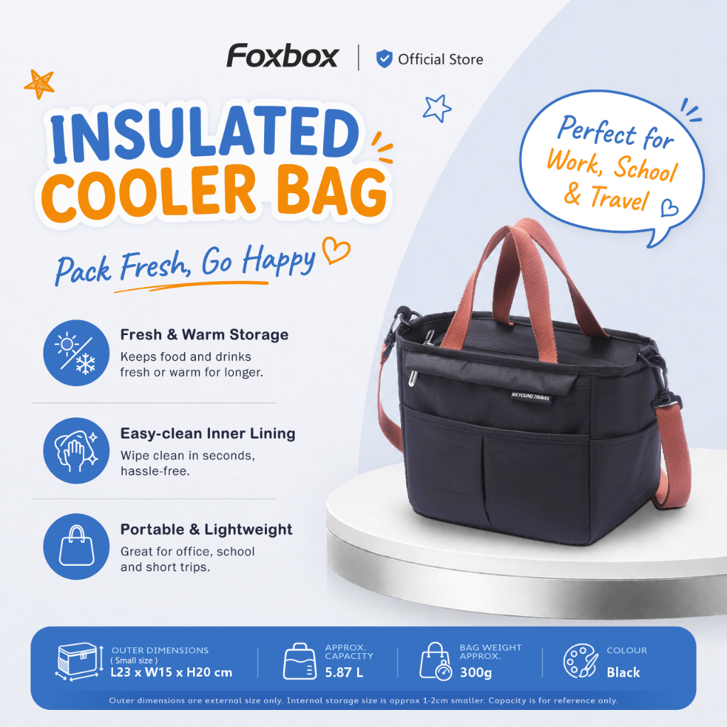 FOXBOX 5.8L กระเป๋าเก็บความเย็นหุ้มฉนวนสําหรับงานโรงเรียน & Travel