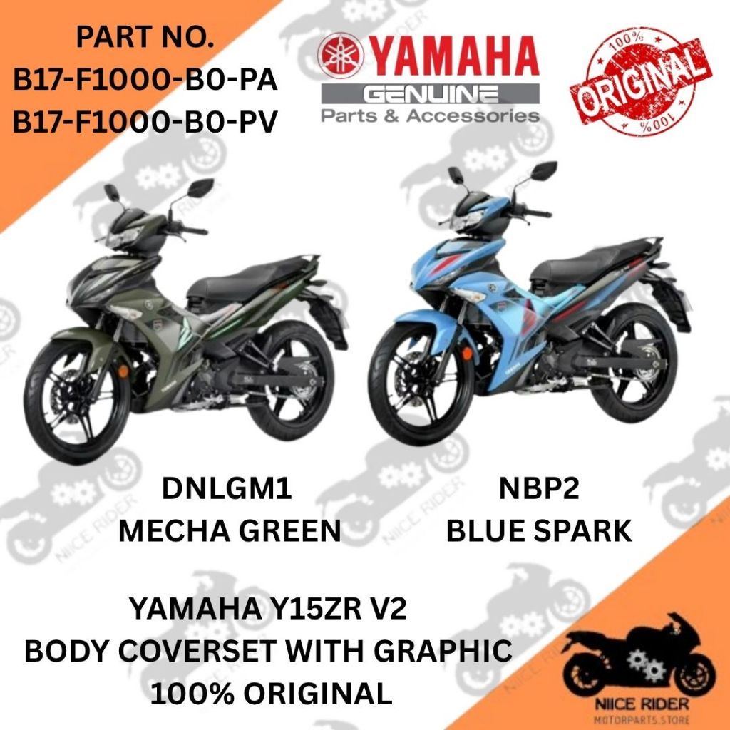 Y15 v2 body cover set with sticker mecha green/blue spark ครบชุด B17-F1000-B0-PV PA