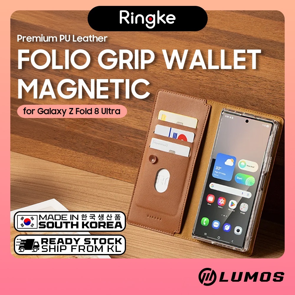 Ringke Galaxy Z Fold 7 / Z Fold 8 Ultra MagSafe Wallet Folio Grip Wallet Magnetic Premium PU Leather