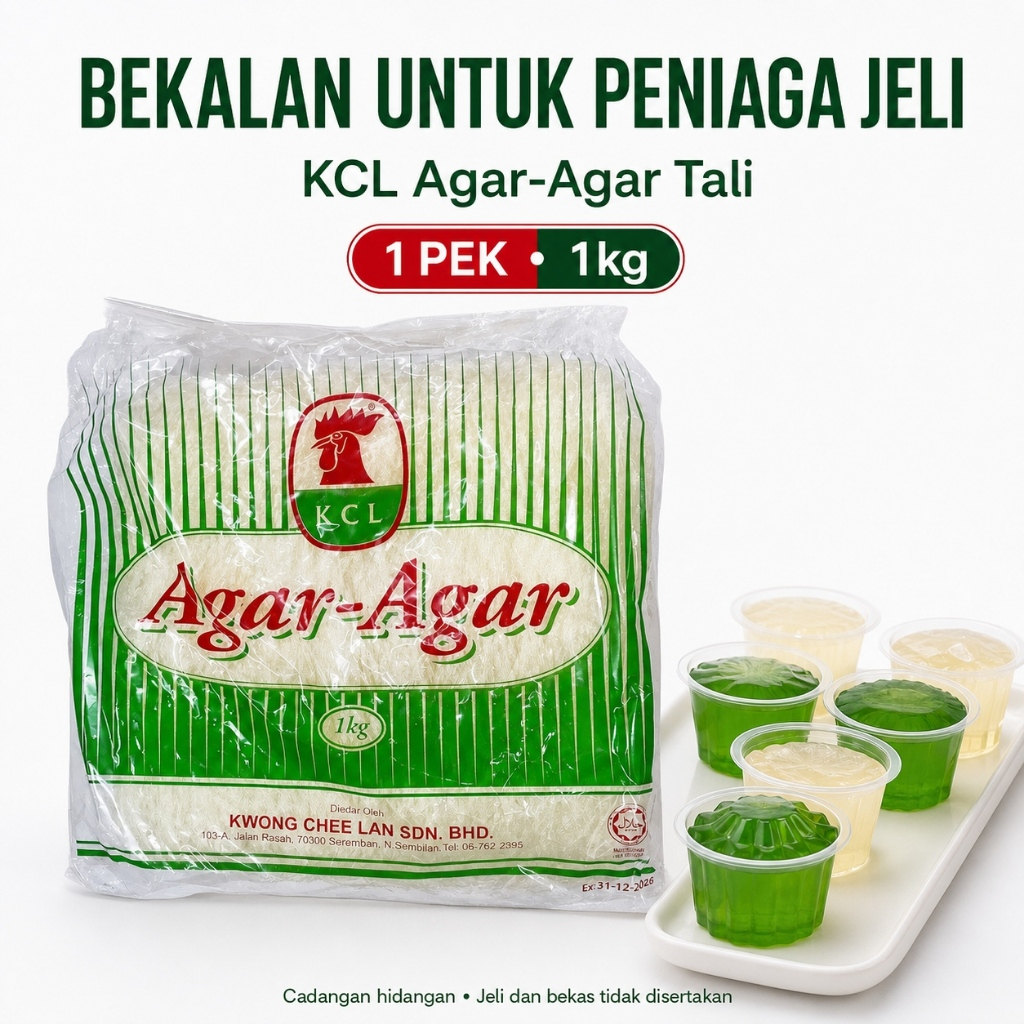 KCL Agar-Agar Rope 1kg KCL ยี่ห้อ Agar-Agar– วัสดุเยลลี่สําหรับถ้วยและเค้กสําหรับธุรกิจ