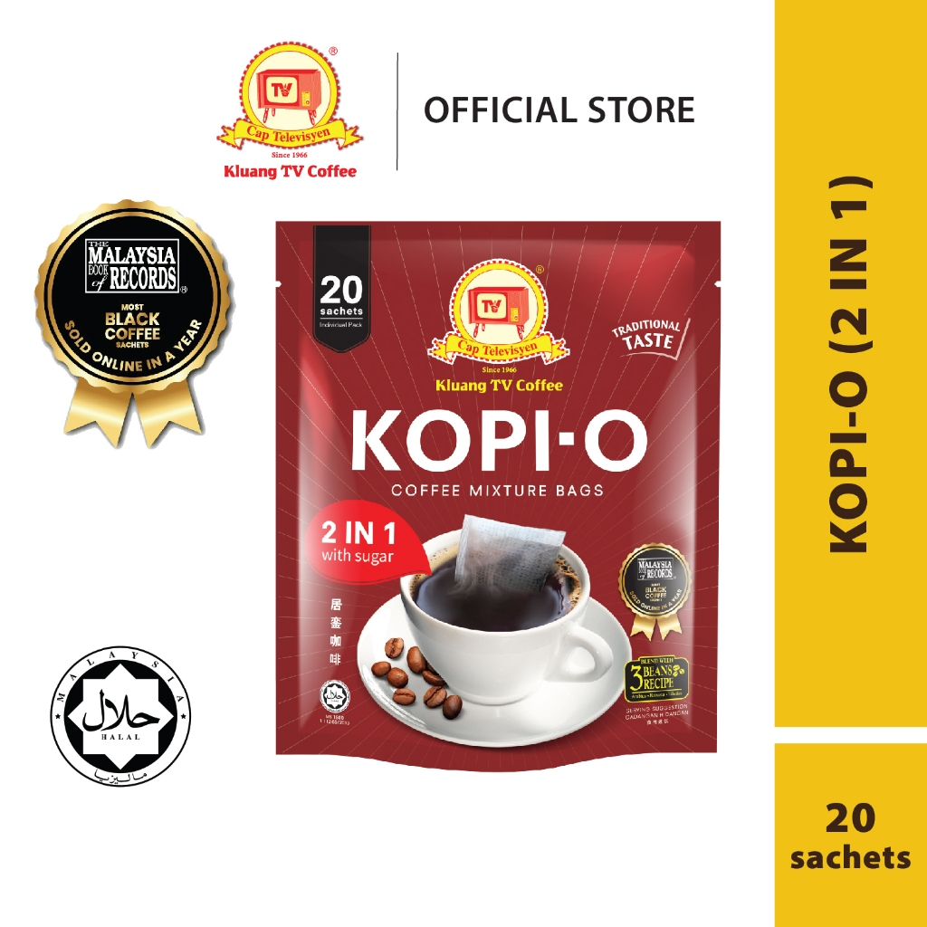 Klaik Coffee Cap โทรทัศน์ Kopi O 2in1 (20 ซองแยก x 1 แพ็ค) Kopi-O Klang Cap TV