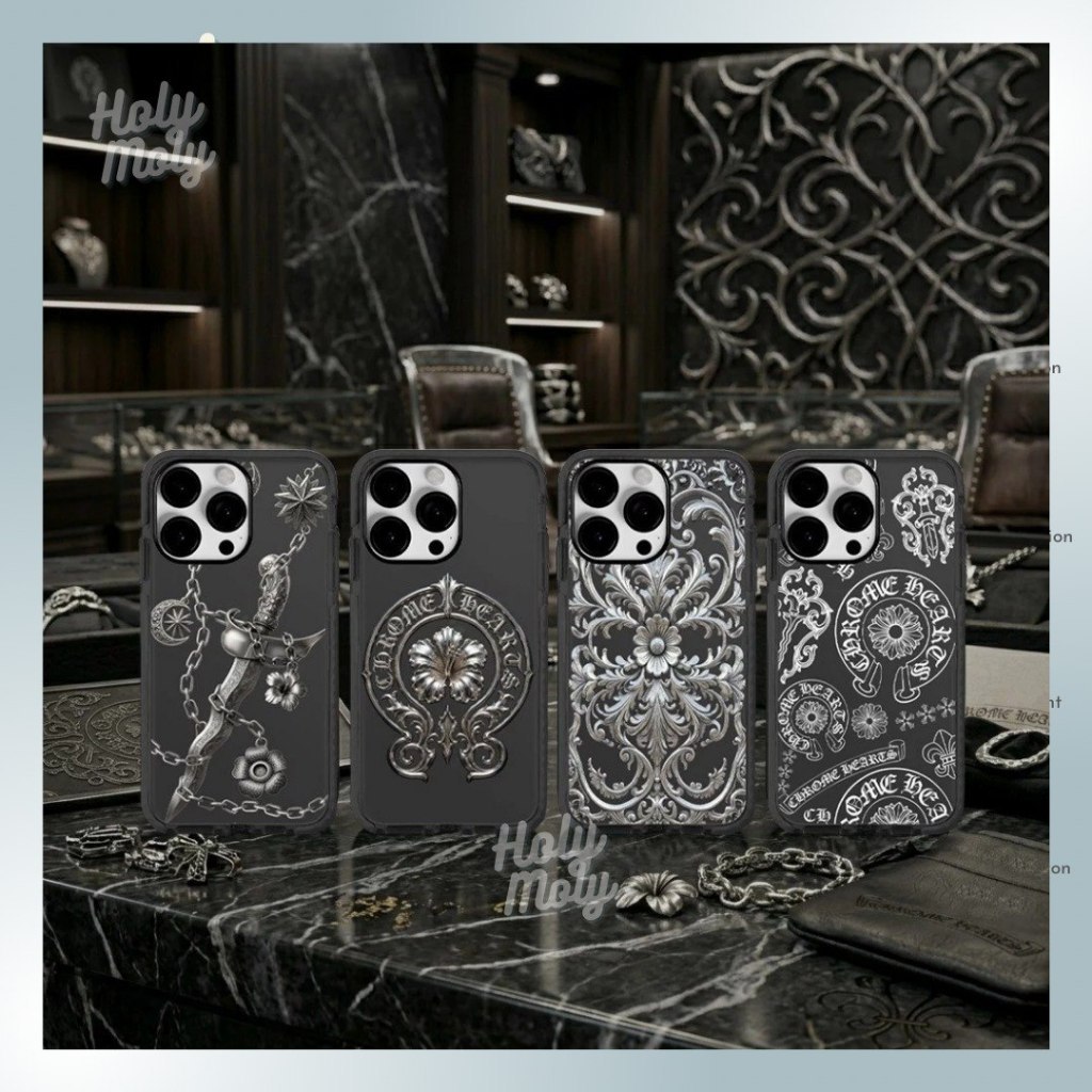 Chrome Heart II IMD Case เข้ากันได้กับ iPhone 16 Pro Max 15 Pro Max 14 Pro Max 13 Pro Max 12 Pro Max