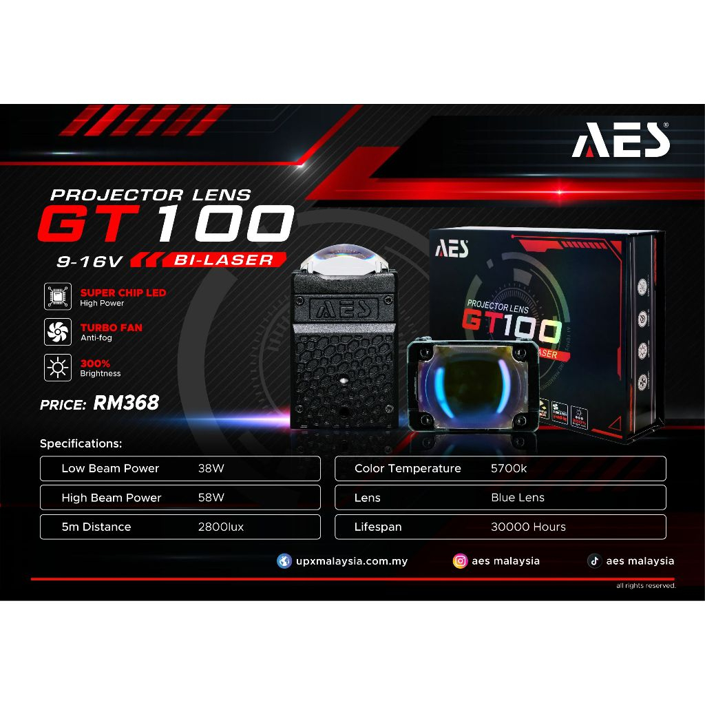 เลนส์ PROJECTOR ของ AES GT100 AUXILIARY BI-LED
