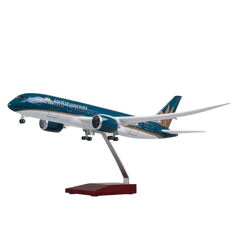 1:130 43 ซม.เวียดนาม Airlines โบอิ้ง B787 Dreamliner ight รุ่นพร้อม Landing Gear และไฟเรซิ่น Die-cas