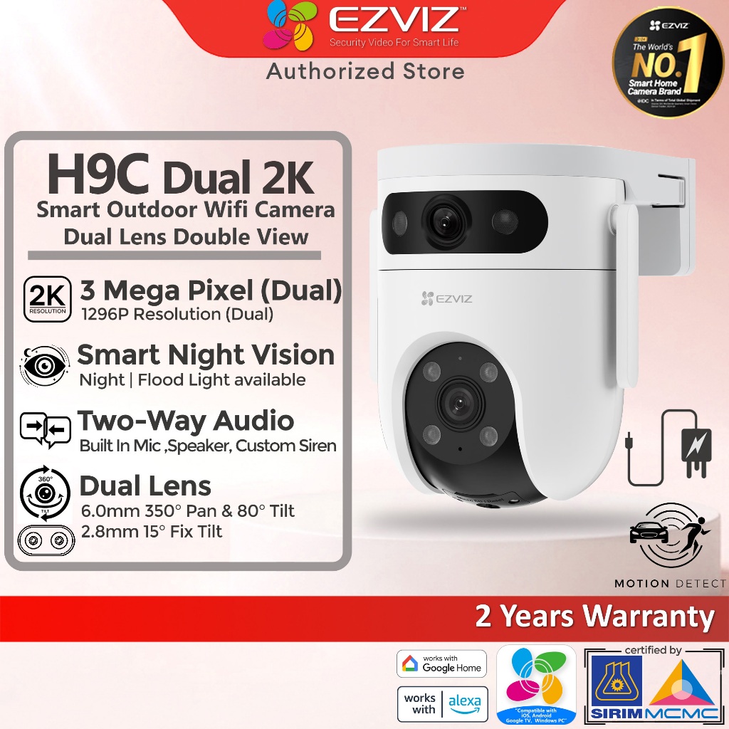 EZVIZ H9C Pro 3MP กล้องวงจรปิด AI กันน้ํากลางแจ้งเลนส์คู่