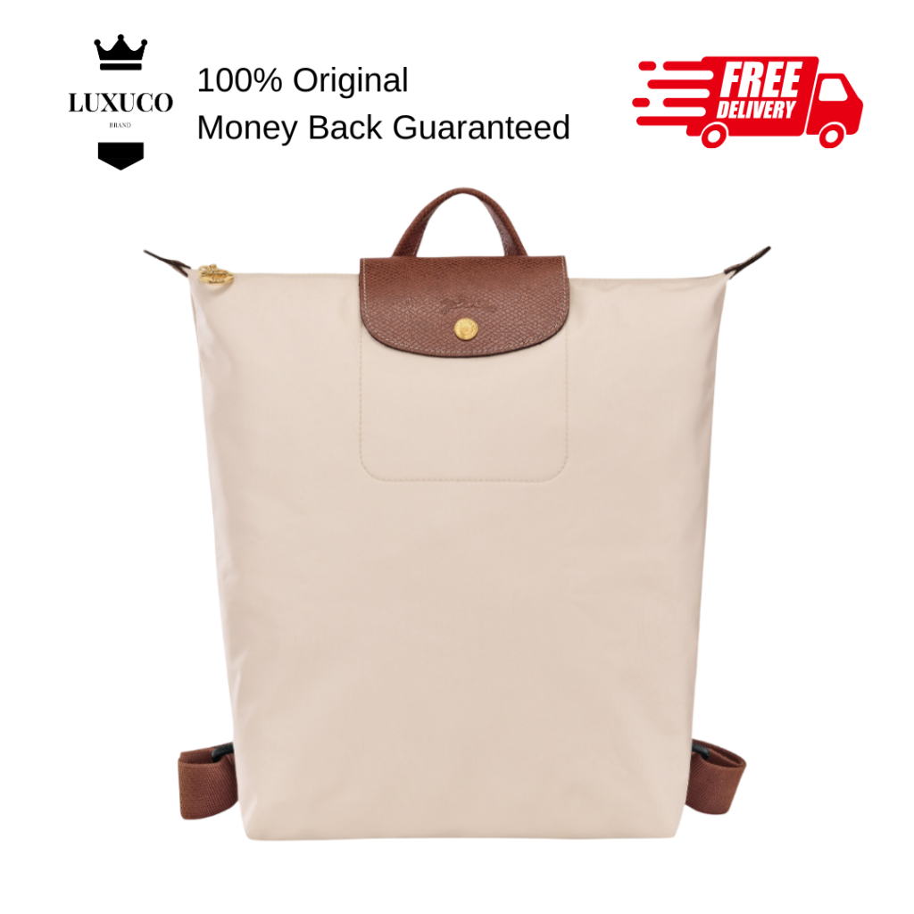 [Luxuco] Longchamp Le Pliage M Backpack สีเบจ