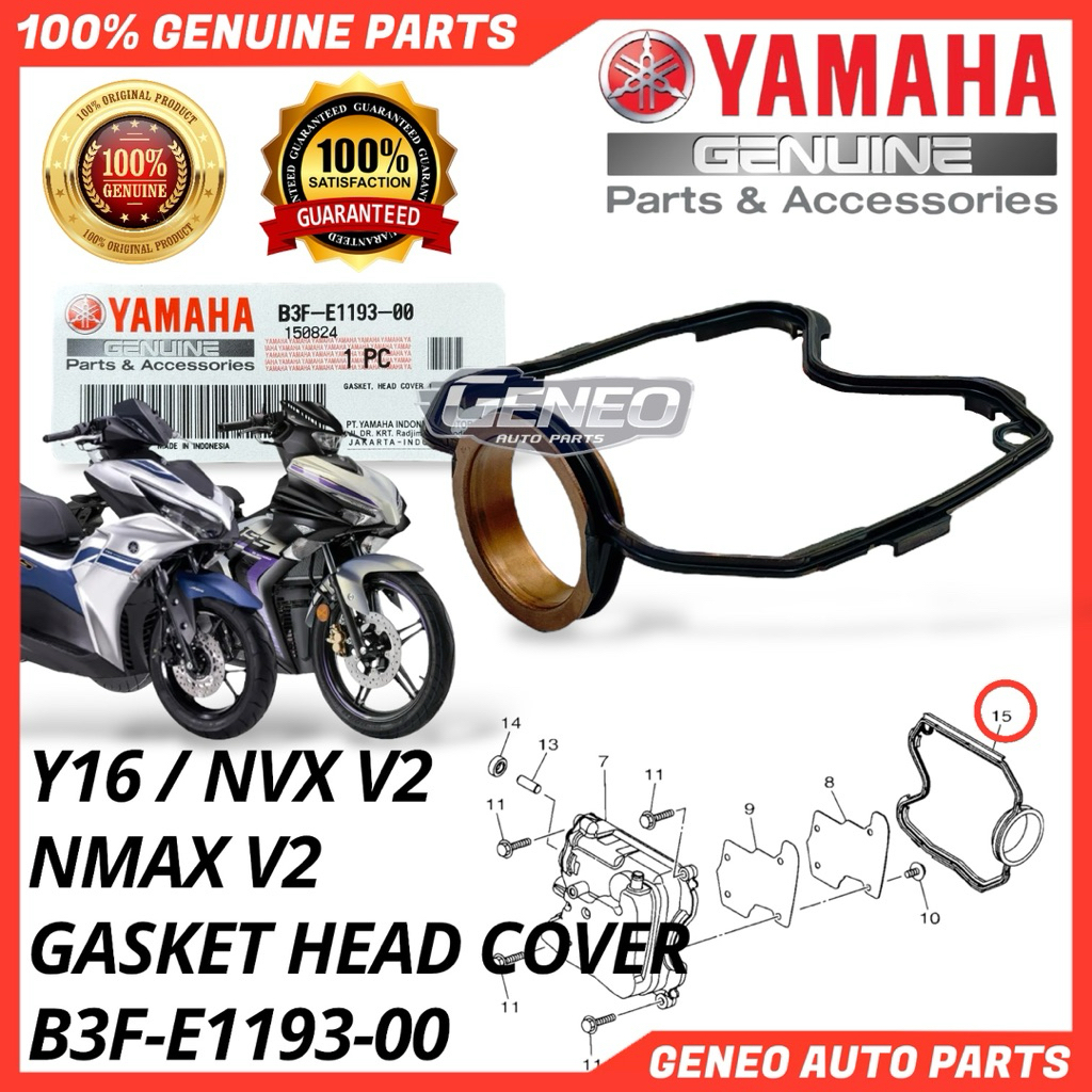 [B3F-E1193-00]YAMAHA NVX V2 NMAX V2 Y16 GASKET HEAD COVER YAMAHA PARTS