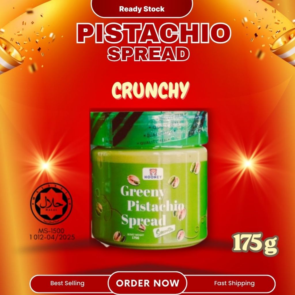 HOONEY Crunchy Pistachio Spread GREENY 175g | NUTTY CREAMY และรส CRUNCHY