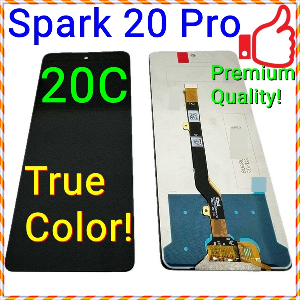(สีจริง) ใหม่จอแสดงผล IPS LCD Touch Screen Digitizer สําหรับ Tecno Spark 20 Pro /20c / KJ6 BG7n