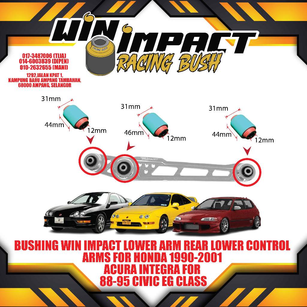 ด้านหลังควบคุม ARMS สําหรับ HONDA 1990-2001 ACURA INTEGRA สําหรับ 88-95 CIVIC EG CLASS BUSHING WIN I
