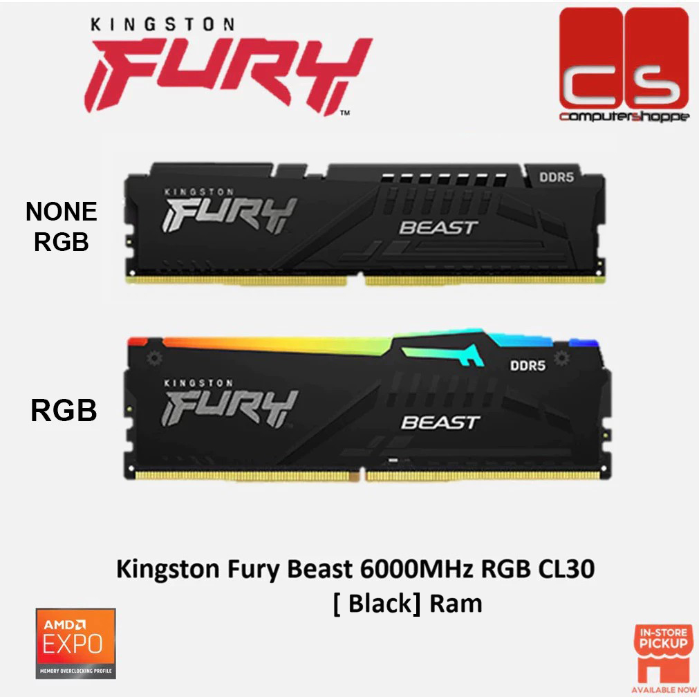 Kingston Fury Beast (EXPO) 6000MHz NONE RGB / RGB CL30 [ BLACK ] Ram