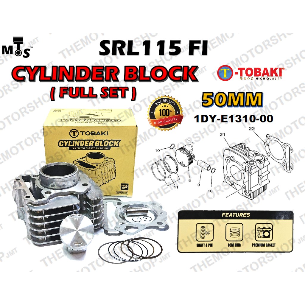 👍TOBAKI STD SRL115FI LAGENDA 115FI (INJECTION) 50MM STANDARD BLOCK CYLINDER BLOK ( 1DY-E13410-00 ) P