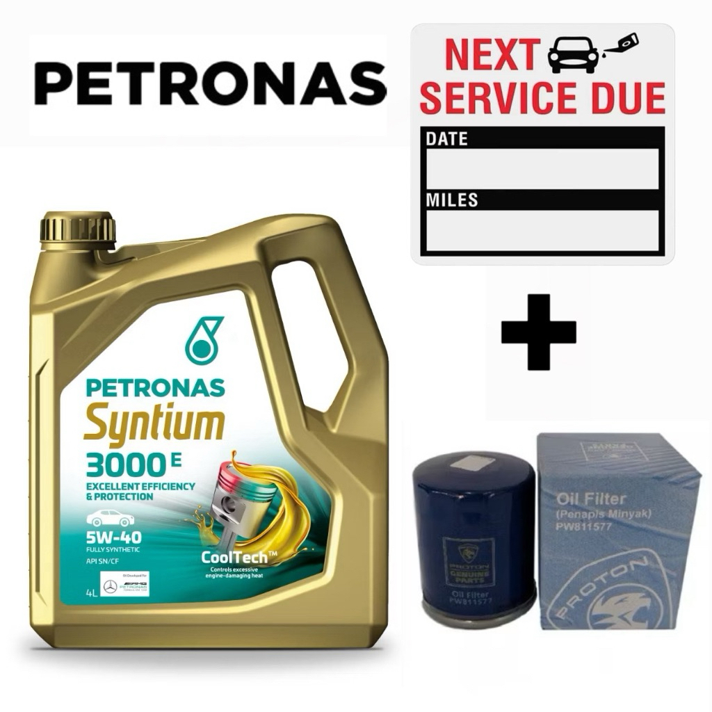 Petronas Syntium 3000 E 5W40 SN/CF น้ํามันเครื่องสังเคราะห์แท้ (4L) 10000KM 5W-40 สําหรับ Proton , P