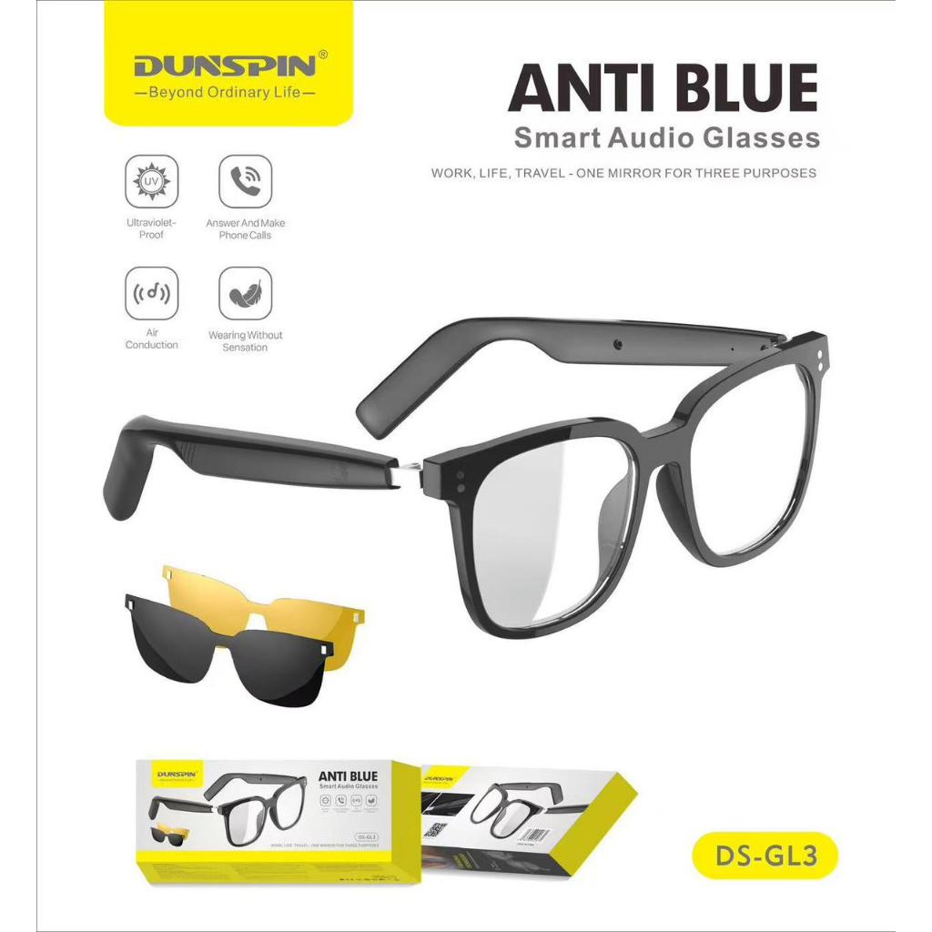 {COMPIT} DUNSPIN DS-GL3 ANTI BLUE SMART AUDIO GLASSES FASHION & TECHNOLOGY WATERPROOF AND SWEET RESI