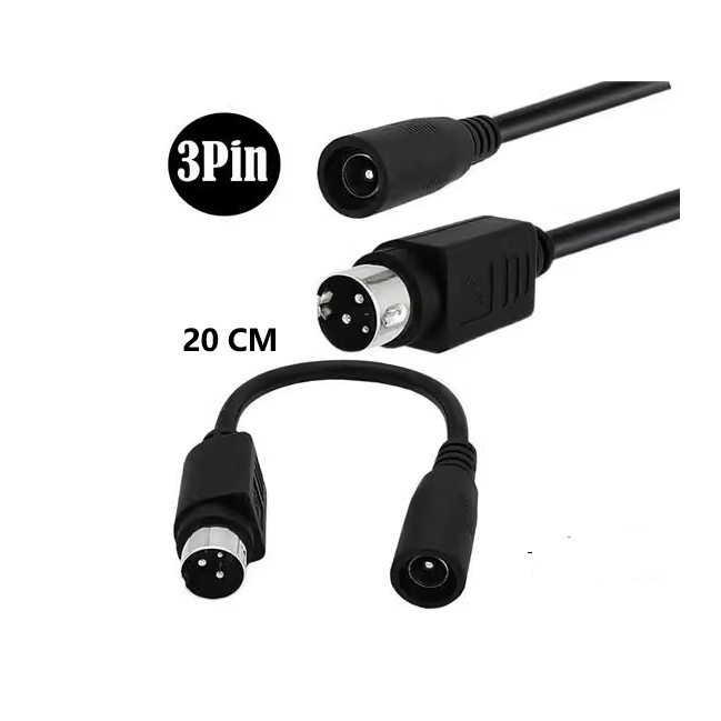 DC5.5mm x 2.1mm Female To 3-Pin Round Mouth Power Adapter Cable(20cm)